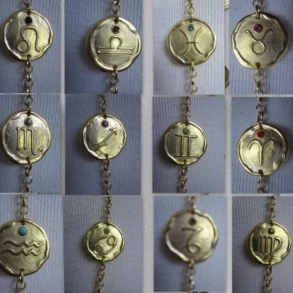 Linea by Louis Dell 'Olio Zodiac Medallion Reversible Goldtone Necklace w Stones - Picture 13 of 13